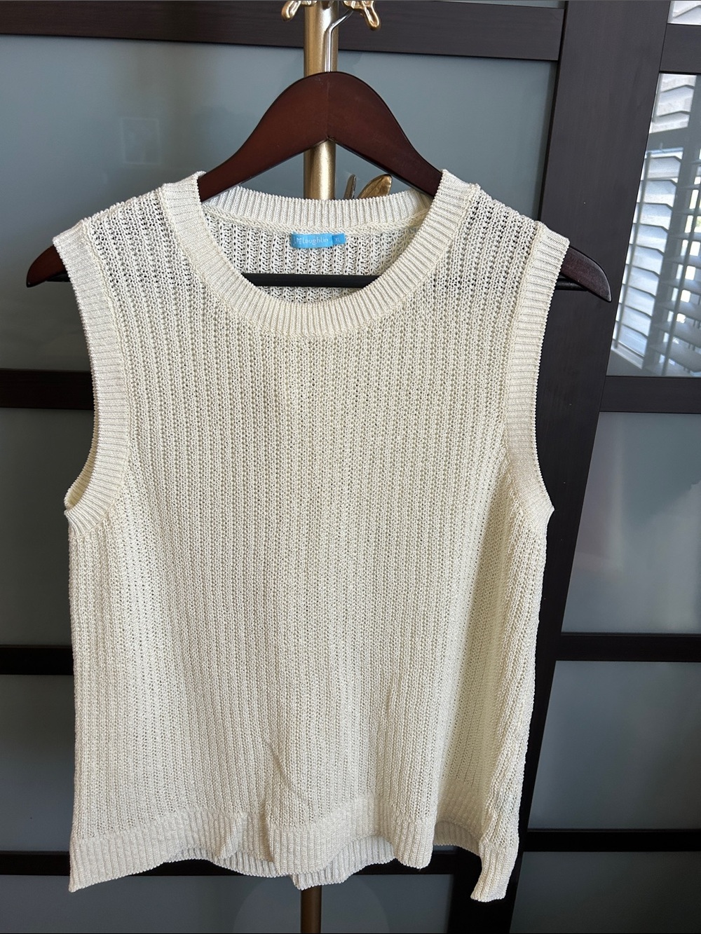 J. McLaughlin Cream Open-Weave Knit Tank